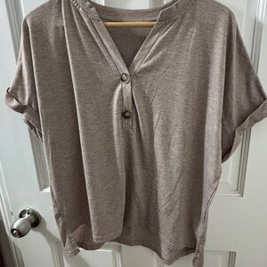 SHEIN Tan Button Cleavage Shirt